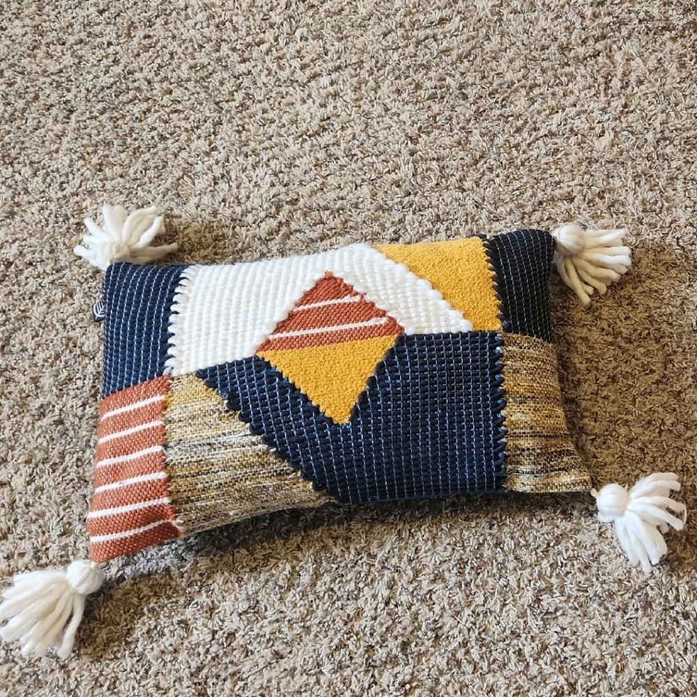 Geometric Multicolor Woven Pillow